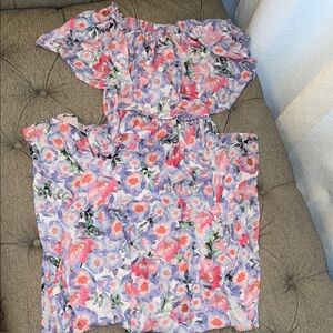 SMYM Floral Off-Shoulder Dress in Pink and Purple